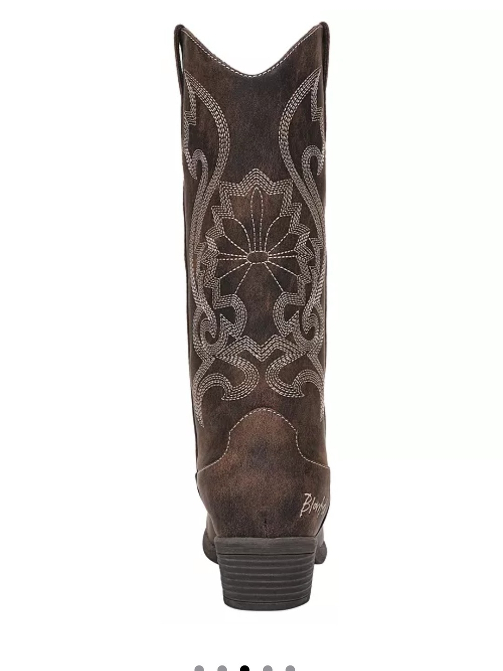 Western Embroidered Mid-Brown Heeled Boot